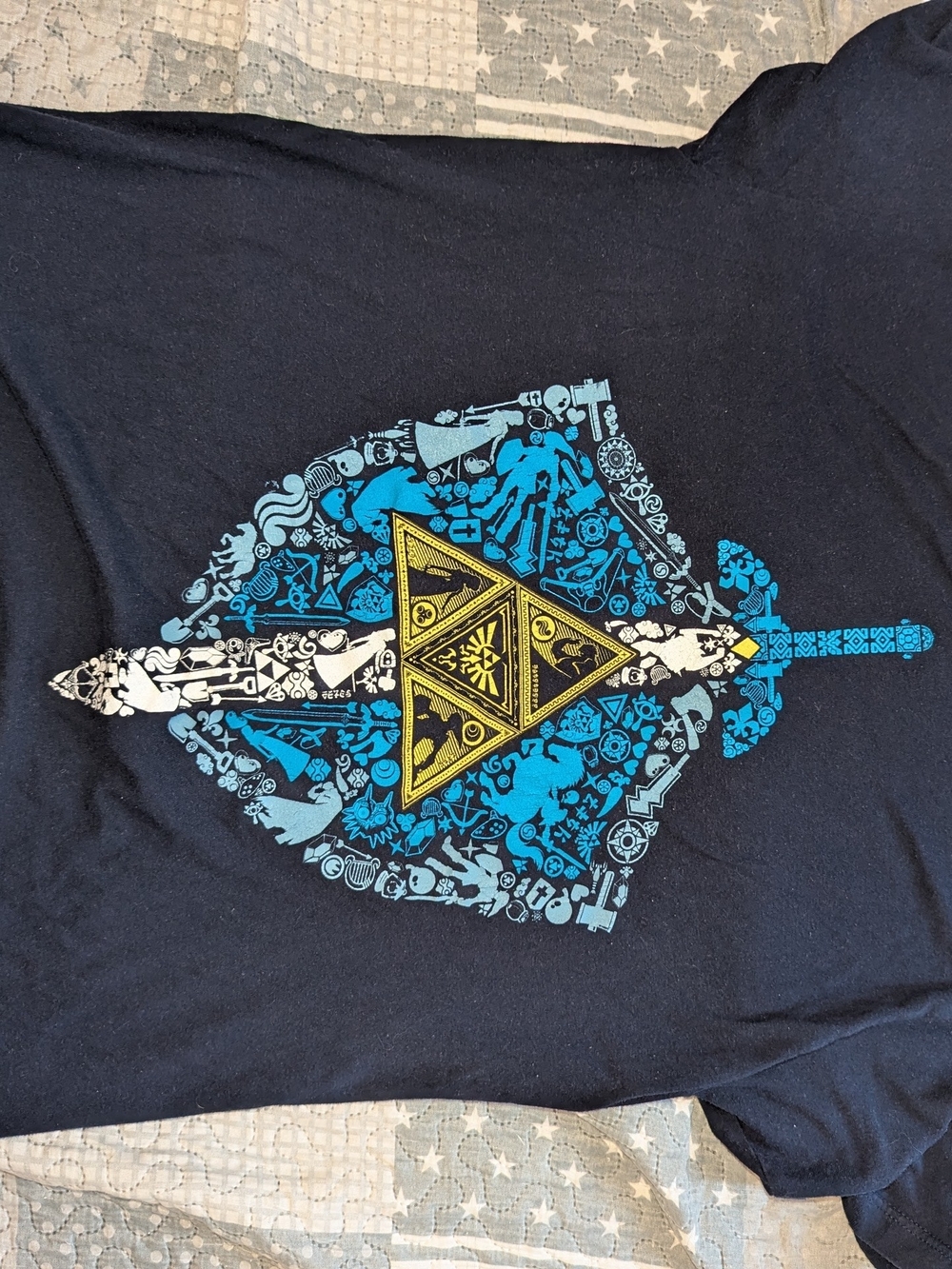 Legend of Zelda Mens T-Shirt - Shield Triforce & Shield Made of Symbols